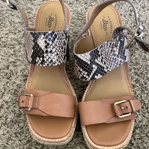Bass brown/snake print wedges